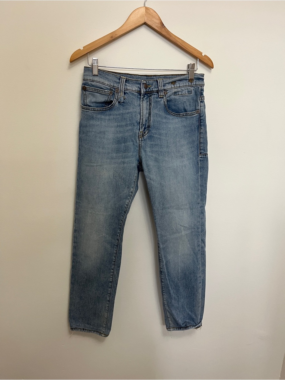 R13 Blue Light Wash Distressed Skate Denim Jeans Size 30